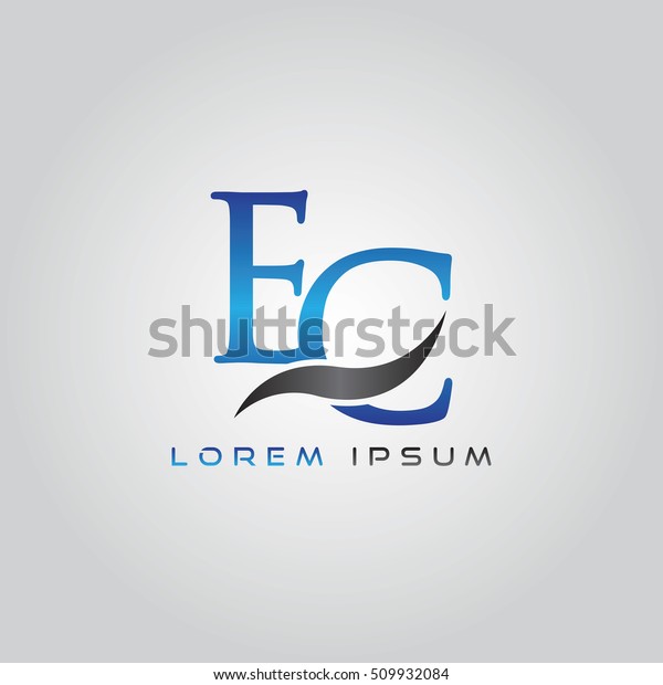 Logo Template Letters Ec Elegant Blue Stock Vector (Royalty Free ...