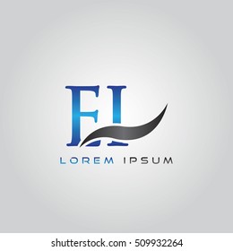 logo template letters EI elegant blue and gray shiny