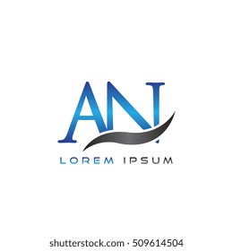 logo template letters AN elegant blue and gray shiny