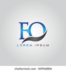 logo template letters EO elegant blue and gray shiny