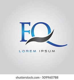 logo template letters EQ elegant blue and gray shiny