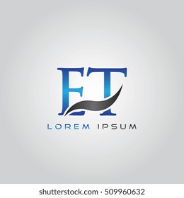 logo template letters ET elegant blue and gray shiny
