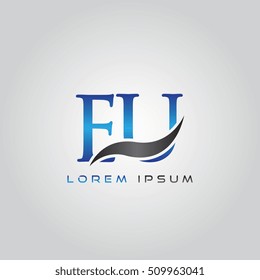 logo template letters EU elegant blue and gray shiny