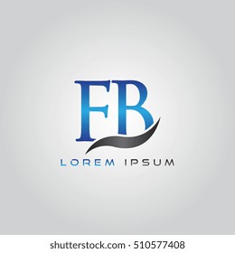 logo template letters FB elegant blue and gray shiny