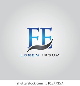 logo template letters FE elegant blue and gray shiny