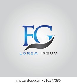 logo template letters FG elegant blue and gray shiny