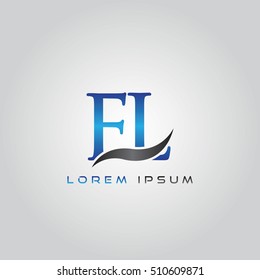 logo template letters FL elegant blue and gray shiny