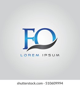 logo template letters FO elegant blue and gray shiny