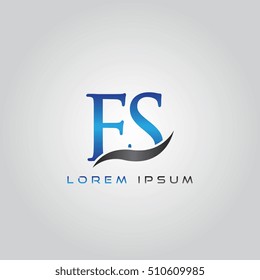 logo template letters FS elegant blue and gray shiny