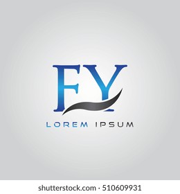 logo template letters FY elegant blue and gray shiny