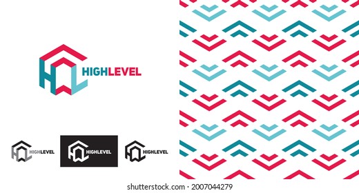 Logo template from letters H, L, high level. Seamless background 