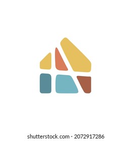 Logo Template A Letters with House. Full Color Logo House ofr Education.