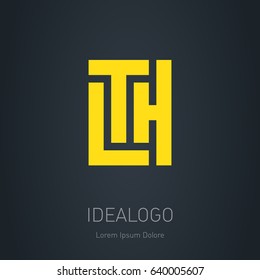 Logo template with letters L, T and H. Vector logotype or label