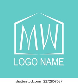 Logo template with letters MW in a stylized house. Vector illustration.