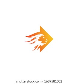 Logo template of lion and arrow. Simple flat style. Vector logo template ready for use.