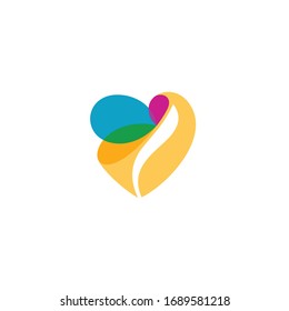 Logo template of love and butterfly. Simple flat style. Vector logo template ready for use.