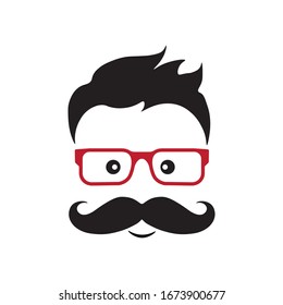 logo template. Man with glasses with a mustache