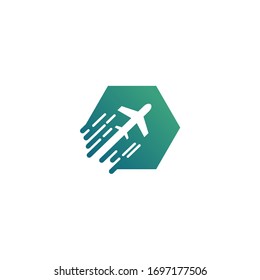 Plantilla con logotipo de avión moderno. Sencillo estilo plano. Plantilla de logotipo vectorial lista para su uso.
