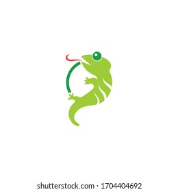 Logo template of modern chameleon. Simple flat style. Vector logo template ready for use.