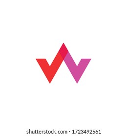 Logo template of modern letter w. Simple flat style. Vector logo template ready for use.