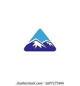 Plantilla con logotipo de montaña moderna. Sencillo estilo plano. Plantilla de logotipo vectorial lista para su uso.