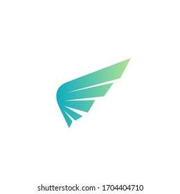 Logo template of modern wing. Simple flat style. Vector logo template ready for use.