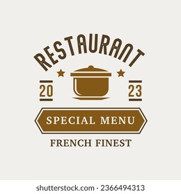 Logo Template with Monogram Element and Flourish Ornament for Restaurant, Club, Boutique, Cafe, Hotel Isolated