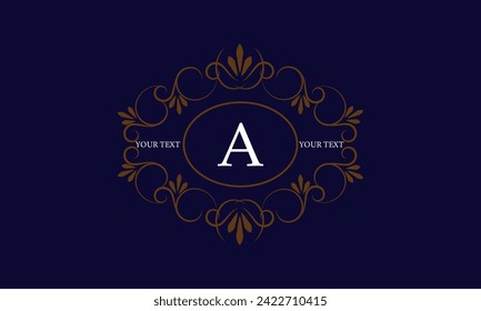 Logo-Vorlage mit Monogramm-Element und Buchstabe A in der Mitte. Anspruchsvolles Dekor für Restaurant, Club, Boutique, Café, Hotelkarten. Vektorgrafik
