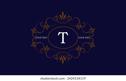 Plantilla de logotipo con elemento monograma y letra T en el centro. Un lugar sofisticado para el restaurante, el club, la boutique, la cafetería, las tarjetas de hotel. Ilustración del vector