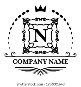 Logo Template with Monogram and frame Elements for hotel Spa, Restaurant VIP Fashion and Premium brand identity. Classic modern template for graphic wedding packaging. Vector illustration