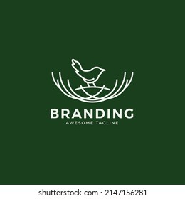 Plantilla De Logo Estilo Monoline Para Ave Hermosa