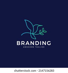 Logo Template Monoline Style For Beautiful Bird