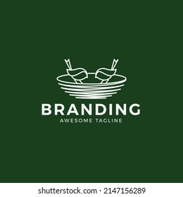 Plantilla De Logo Estilo Monoline Para Ave Hermosa