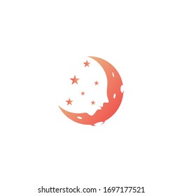 Logo template of moon and beauty. Simple flat style. Vector logo template ready for use.