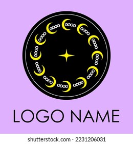 Logo template with moons and stylized circles. Vector illustration.