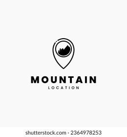 Logo template - Mountain with pin point location symbol logo