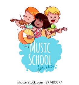 Logo Template For Music School. Vector Clip Art Illustration On A White Background.