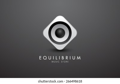 Logo Template Music Store, Speaker, Sound Systems. Brand, Branding, Logotype, Company, Identity, Corporate. Clean And Modern Style Design