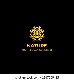 logo template nature gold color symbol luxury elegant beauty fashion boutique flower - Vector 