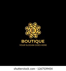 logo template nature gold color symbol luxury elegant beauty fashion boutique flower - Vector 