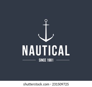 Logo template nautical, marine, sail, anchor. Retro vintage, hipster, brand, branding, company, corporate, identity, logotype. Clean, modern and elegant style design