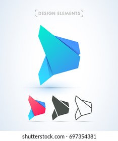 Logo template. Origami material design style.
