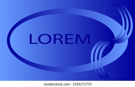 Logo template, oval shape and curved vertical lines on a blue background.