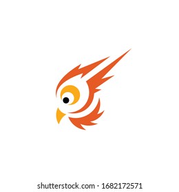 Logo template of owl and fire. Simple flat style. Vector logo template ready for use.