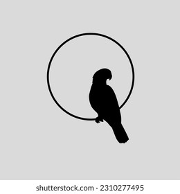 Logo template parrot vector icon illustration design, logo design template, with parrot icon in a circle