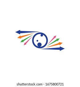 Logo-Vorlage für Fotografie und Pfeil. Einfache Wohnung. Vektorillustration Logo Vorlage bereit zur Verwendung.