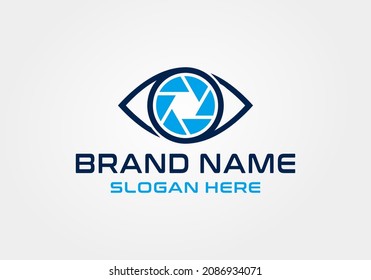 Logo template photography studio, photographer, photo. Company, vision, branding, eye, identity, logotype. Clean and modern style