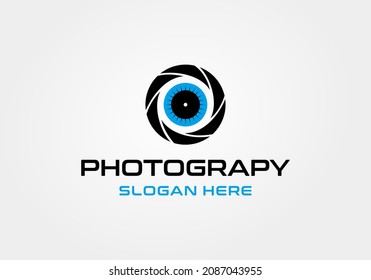 Logo template photography studio, photographer, photo. Company, vision, branding, eye, identity, logotype. Clean and modern style