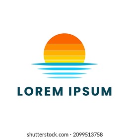 logo template for a place by the beach. the logo has the shape of a sunset.