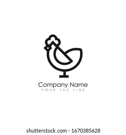 Logo template for poultry farm and poultry farm. Rooster in folk style. Image can be used for packaging design, restaurant menus, market design, butcher shops and chicken farm. Vector illustration.